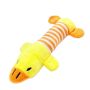 Dachshund-style Plush Duck Dog Squeak Toy - Yellow & Orange Striped
