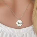 Casey Round - Personalized Disc Necklace Stainless Steel Silver Gold Or Rose Gold Ready In 3 Days - Gold