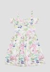 Guess Poplin Off-shoulder Dress - Flamingo Love Combo