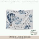 Milestone Blanket Tatty Teddy Hot Air Balloon Beige