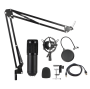 USB Condenser Microphone Kit MIC Shock Mount Set With Clever Bracket