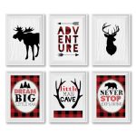 Hadley Designs 6 Lumberjack Nursery Wall Decor - Reversible Unframed Baby Boy Nursery Decor Buffalo Plaid Decors For Boys Room L