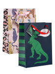 Medium Dinosaur And Cheetah Printed Gift Bags - None Green