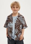 Cotton On Cabana Short Sleeve Shirt - Hot Choccy & Dusk Blue Palm Foliage