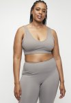 Cotton On Plus Seamless Plunge Strappy Back Crop - Desert Grey