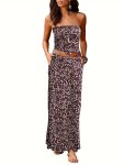 Floral Print Tube Dress Elegant Strapless Maxi Dress For Spring & Summer Women's Clothing