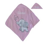 Hooded Towel Simple Pink Monochrome Ellie Elephant