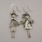 Retro Minimalist Couple Character Earrings Zinc Alloy Pendant 925 Silver Plated Perfect For Women's Daily Wear Or Gift