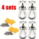 4SETS Wall-mounted Shape Hook Stainless Steel Heavy-duty Multi-functional Hammock Metal Base For Ages 14 And Up