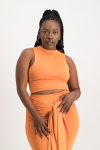 Hazel High Neck Crop Top - Dusty Orange - M