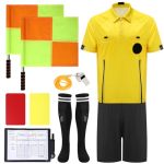 7PCS Soccer Kit - Adult Referee Jersey Cards Whistle Socks Flags Costume M
