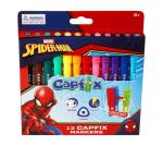 Spiderman 12 Capfix Connectable Fibre Markers - Multi-color
