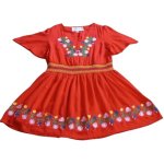 Girls Bright Red Embroidered Dress Premium Quality