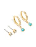 Goldair Gold Plated Brass Tanzanite Cubic Zirconia December Birthstone Earrings 2-PACK