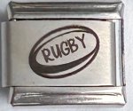9MM Laser Italian Charm - Rugby
