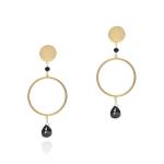 Sun Moon & Stone Earrings - 18KT Yellow Gold Vermeil