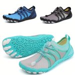 Women & Men's Barefoot Water Shoes Casual Striped Quick Dry Lightweight Slip On Beach Shoes For Hiking Fitness & Swimming