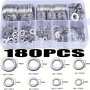 80-580PCS 304 Stainless Steel Flat Washers For Screws Bolts Fender Washers Assortment Set Assorted Hardware Lock Metal Washers Kit M2 M2.5 M3 M4 M5