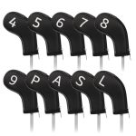 Craftsman Golf 10PCS SET Golf Iron Club Head Covers Headcovers Set White Large No. On Both Sides Zipper Meshy & Pu Leather For R