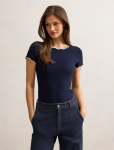 Rebecca Scallop Trim T-Shirt - XL Navy Porcelain