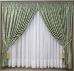 Curtain Set - 5M Leaves Green & Gold + 5M Crush Voile