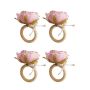 4 Pack Flower Napkin Rings Pink Peony Tissue Ring