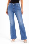 Ladies High Waist Wide Leg Denim Jeans Blue