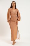 Cindy Shimmer Long Sleeve Evening Formal Maxi Dress