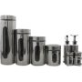 9 Piece Glass Canister Food Storage Shaker & Spice Jars With Holder Set