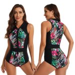 Women's Bright Pink Tropics Sleeveless Swimwear - XL