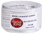 King Cable RG6 White 10M 64 Braid
