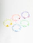 Kids Pastel Beaded Best Friends Flower Bracelets 5-PACK