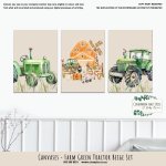 Canvases Farm Green Tractor Beige Set