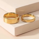 2PCS Men's Fashion Stainless Steel 4 8MM Ring Double Oblique Edge Couple Ring