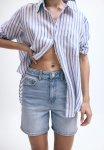 High-waisted Denim Shorts - Light Denim Blue