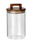 Glass Canister With Wooden Handle 10X15CM - None Clear