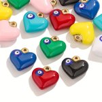 304 Stainless Steel Heart Charms With Evil Eye Design Assorted Colors Diy Pendant For Necklace And Earring Jewelry Making Pack O