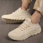 Men's Trendy Solid Colour Woven Knit Breathable Sneakers Comfy Non Slip Durable Soft Sole Shoes For Men's Outdoor Activities