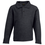 Kiddies 175G Pique Knit Long Sleeve Golfer LLAS-175K Charcoal-heather 9-TO-10