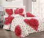 Quilt Set Red Loose Roses Bedspread 5 Piece Set