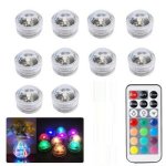 10PC Underwater LED Tea Lights Submersible Rgb Multicolor Waterproof Decor Lights
