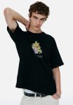 Loose Fit Vintage-look Printed T-Shirt - Black Be Kind To You