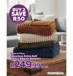 Luxurious Fleece Ribbed Blankets Buy 2 Deal Save R50