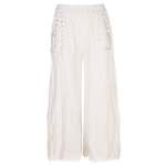 Sequin Lace Slashed Pocket Linen Pant - White S m