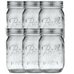 6 Pack Ball Wide Mouth Glass Mason Jars With Lids Canning Pickling Jam Jars