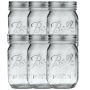 6 Pack Ball Wide Mouth Glass Mason Jars With Lids Canning Pickling Jam Jars