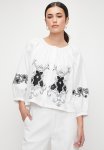 Edit Embroidered Puff Sleeve Blouse - Milk black