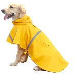 Hapee Dog Raincoats For Large Dogs With Reflective Strip Hoodie Rain Poncho Jacket For Dogs