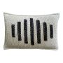 Zulu Pattern 5 Knitted Cotton Twine With Cross Stitch Embroidery - 60 X 40CM / Charcoal On Natural