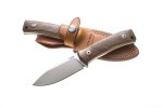 Lionsteel Fixed Blade M390 Satin Walnut Wood Handle Leather Sheath M4WN